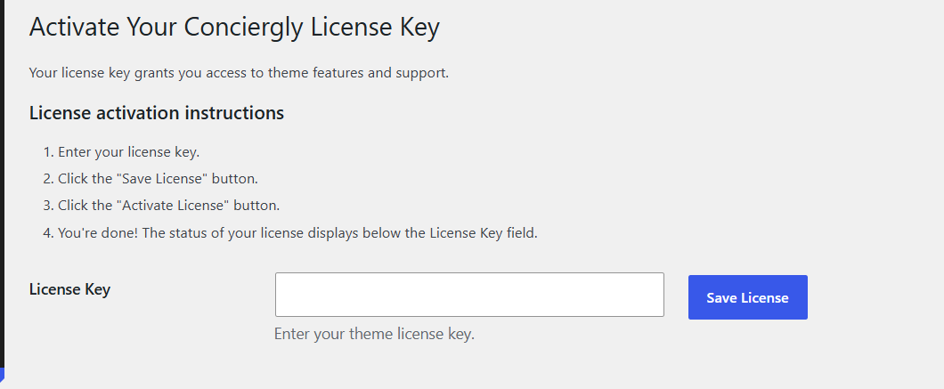 Theme License Activation Screenshot