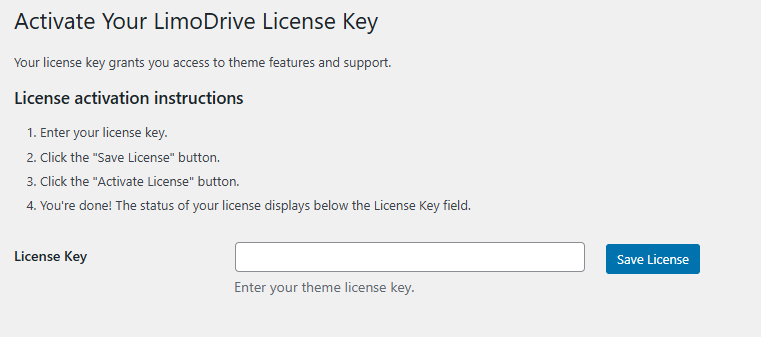 Theme License Activation Screenshot