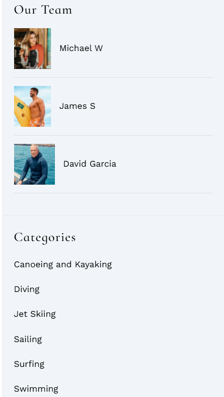 Event Detail Sidebar Widget