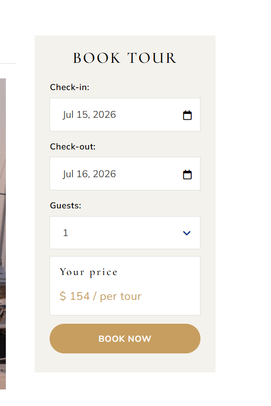 Tour Detail Sidebar Widget